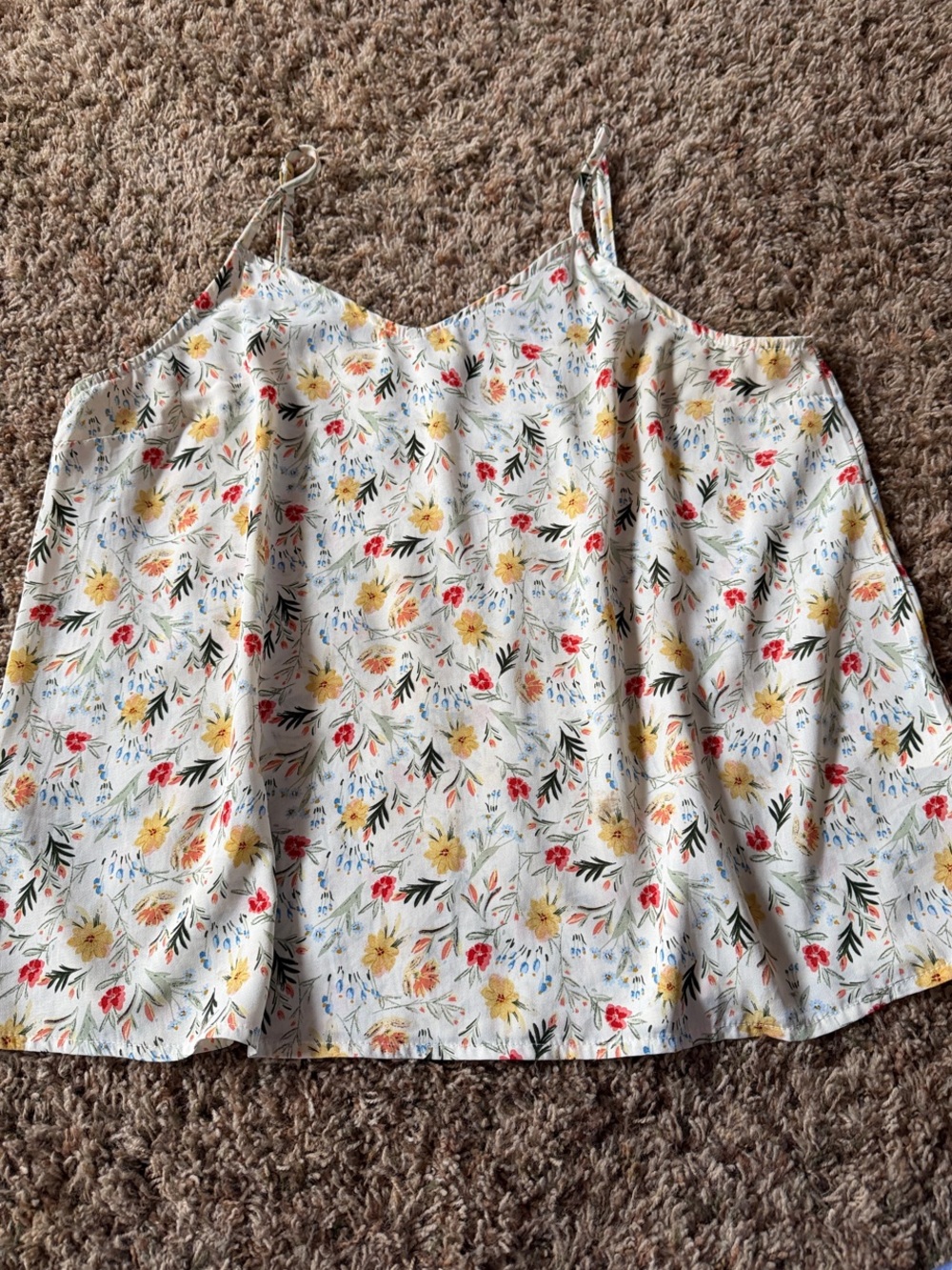 Hayden White Floral Cami Top with Yellow and Red Accents